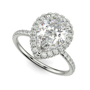 Catalina Pear Cut Pave Halo 4 Prong Claw Set Engagement Ring - Nivetta